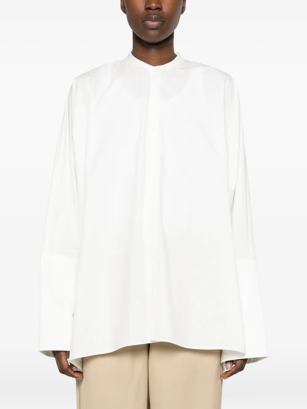 RUOHAN oversized band-collar shirt Wit