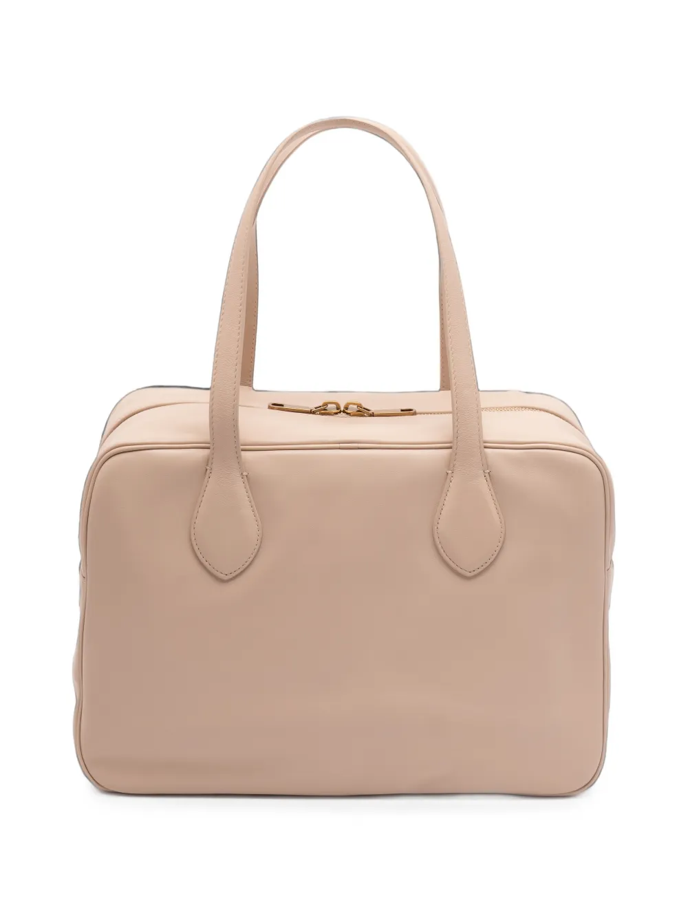 Brunello Cucinelli logo-print leather tote bag Beige