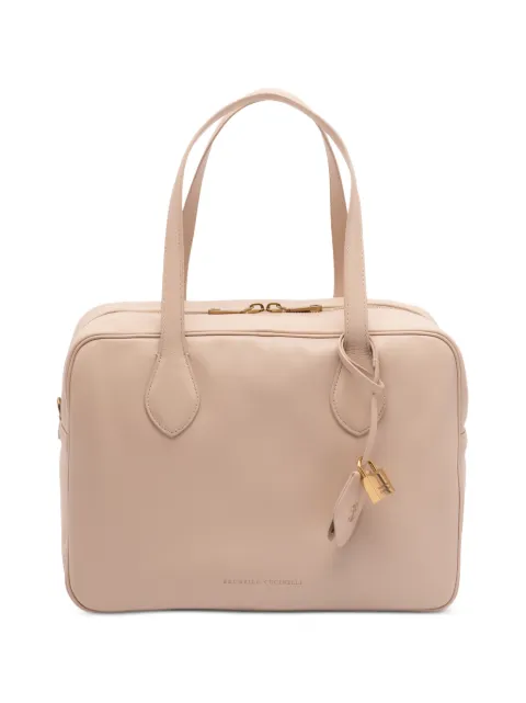 Brunello Cucinelli Borsa tote in pelle con logo