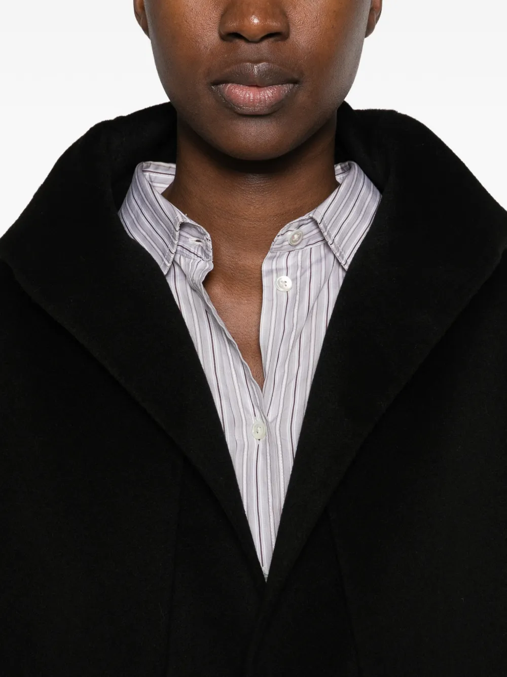 RUOHAN shawl-collar oversized coat Zwart