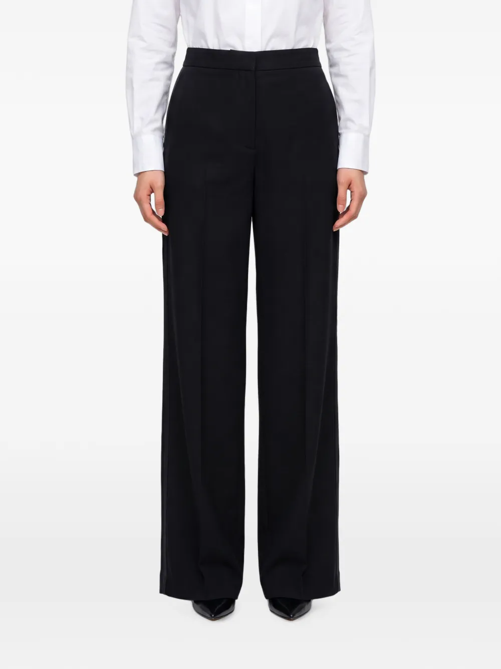 SUTTON NEW YORK satin-trimmed wide-leg trousers