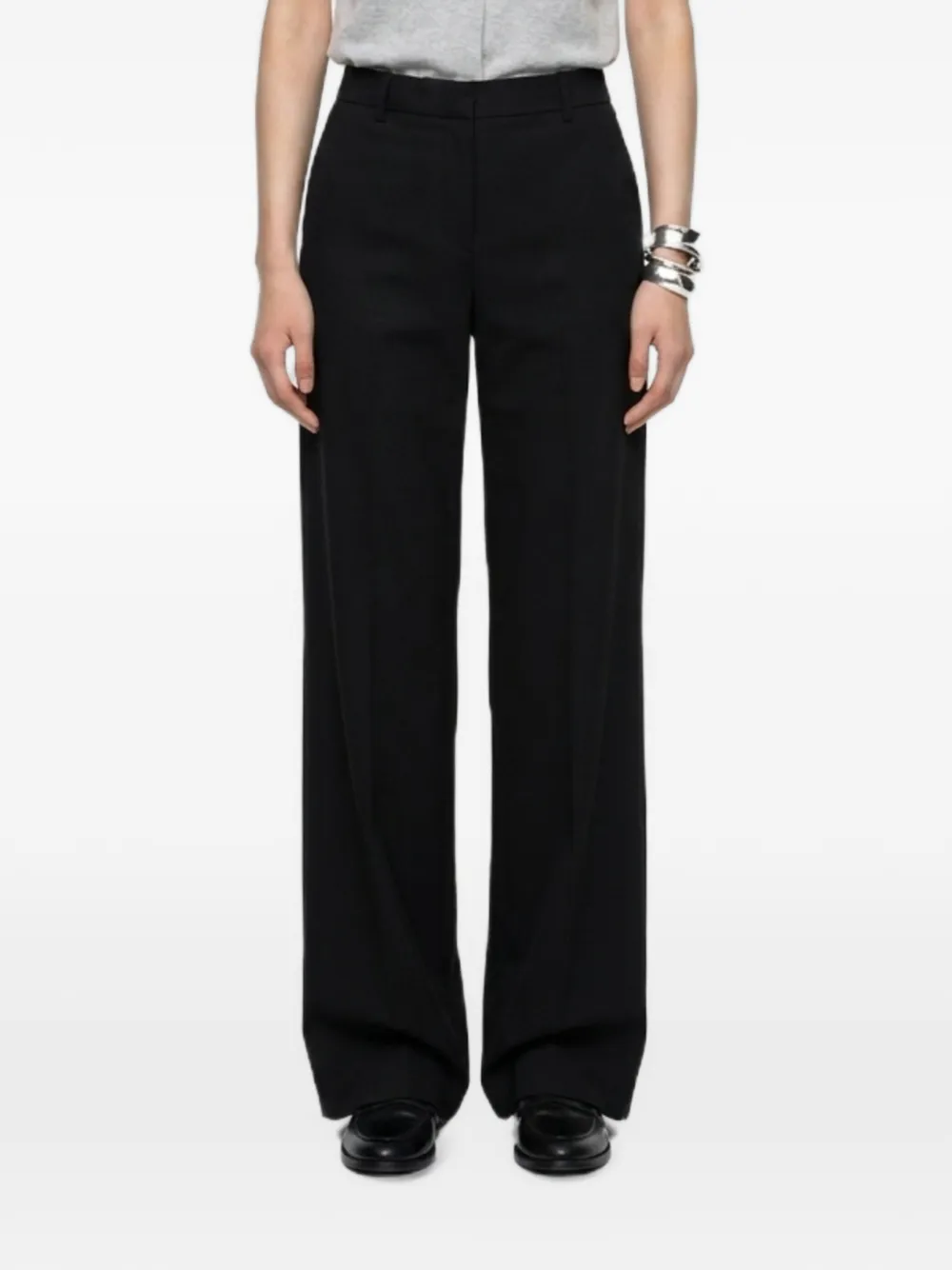 SUTTON NEW YORK satin-finish wide-leg trousers