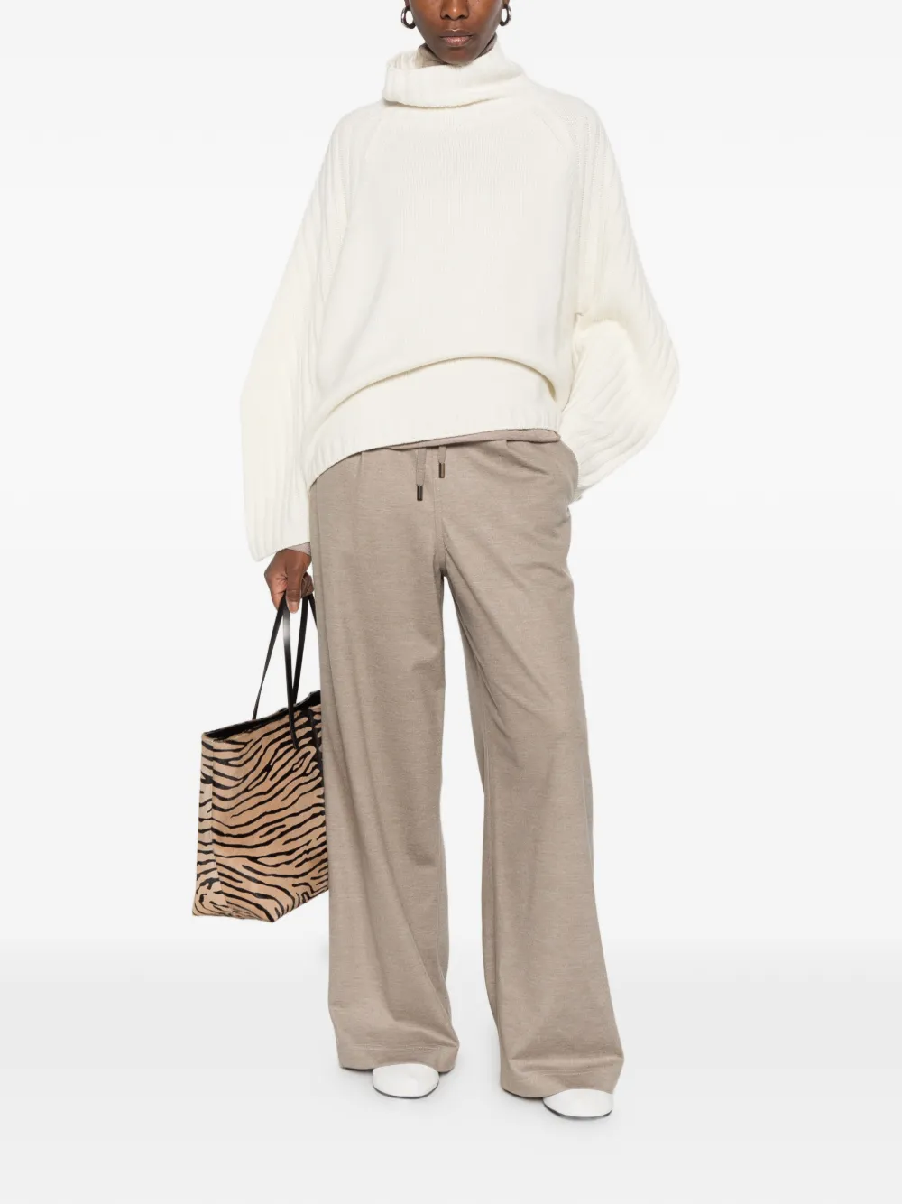 Fedeli Ribbed-knit Roll-neck Sweater In White