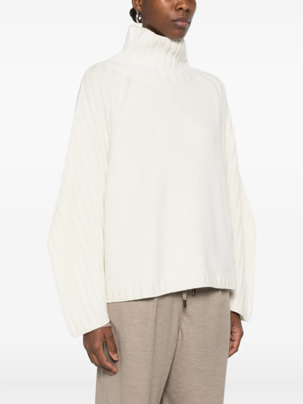 Fedeli ribbed-knit roll-neck sweater Wit