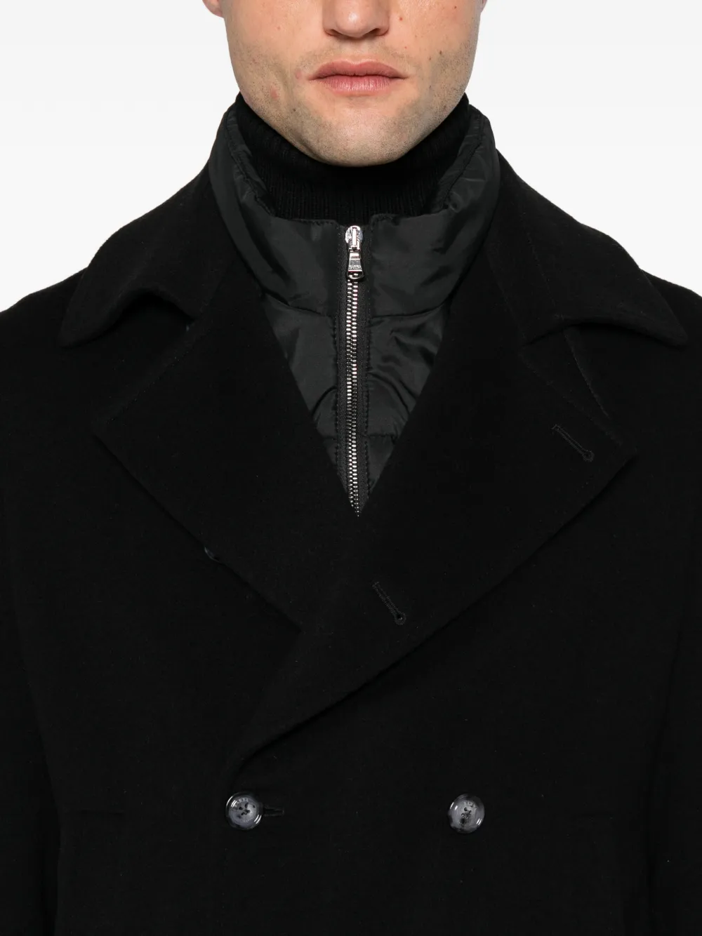 Barba double-breasted peacoat Zwart