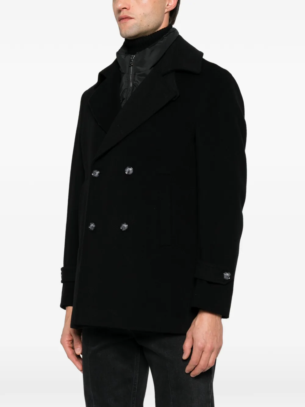 Barba double-breasted peacoat Zwart