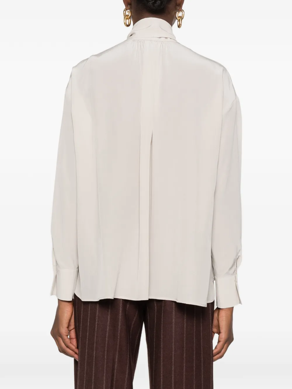Barba pussy-bow silk blouse Beige