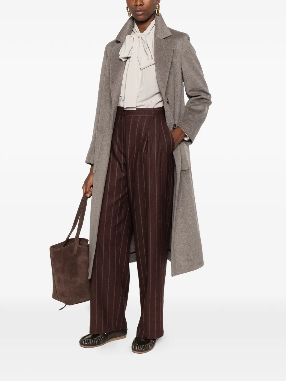 Barba Louise single-breasted patch-pocket coat Grijs