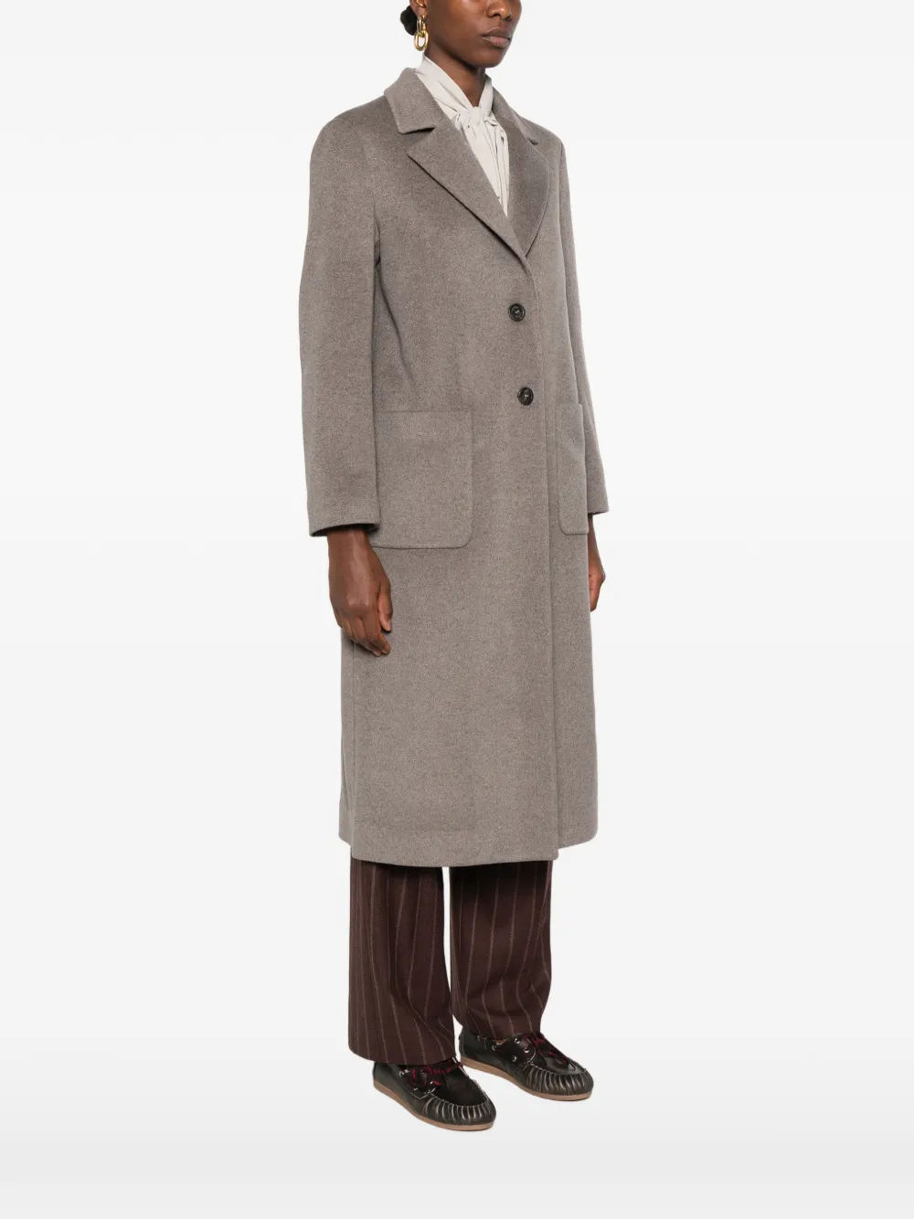 Barba Louise single-breasted patch-pocket coat Grijs