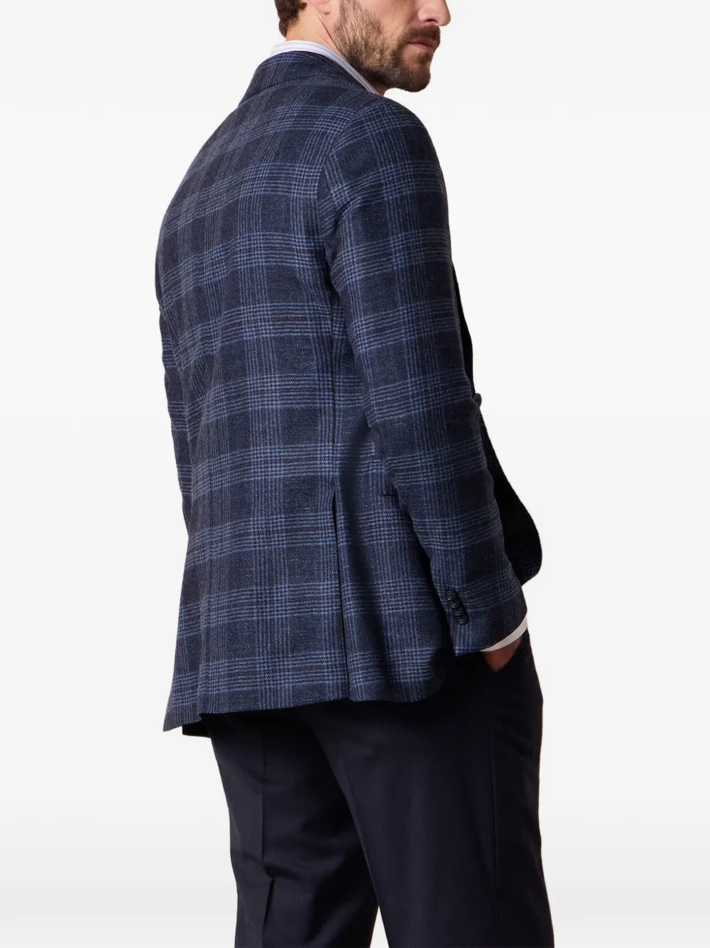 Brooks Brothers Blazer met twee knopen en Glen-ruit Blauw