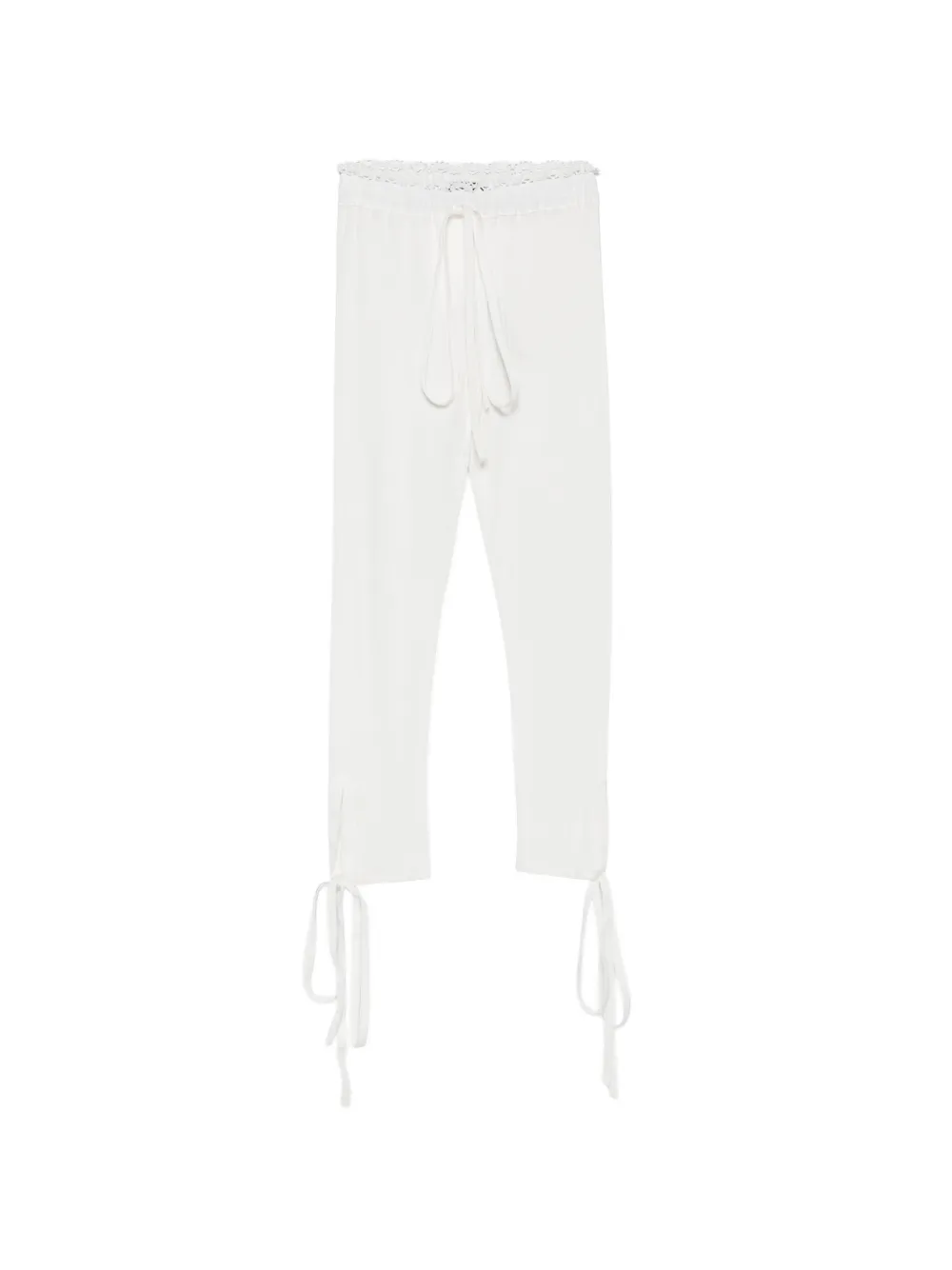 Ann Demeulemeester lace-trim trousers - Weiß