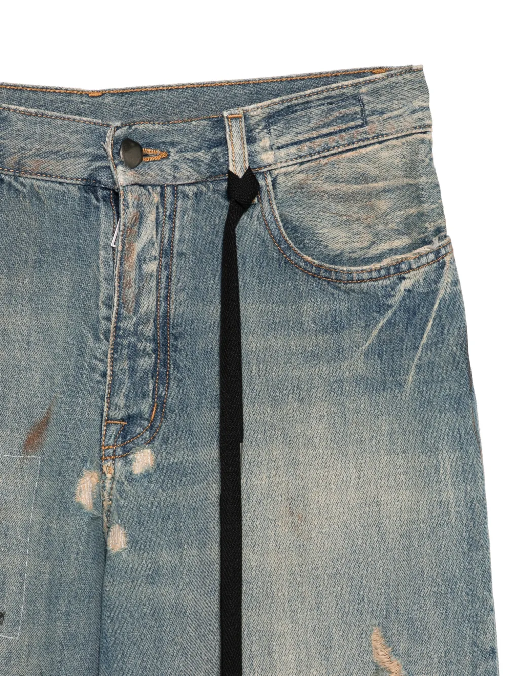 Ann Demeulemeester distressed-details straight jeans Blauw