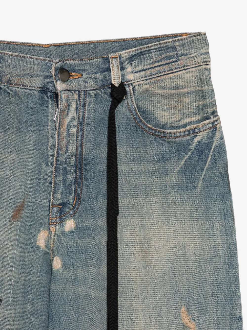 Ann Demeulemeester 디스트레스 디테일 스트레이트 진