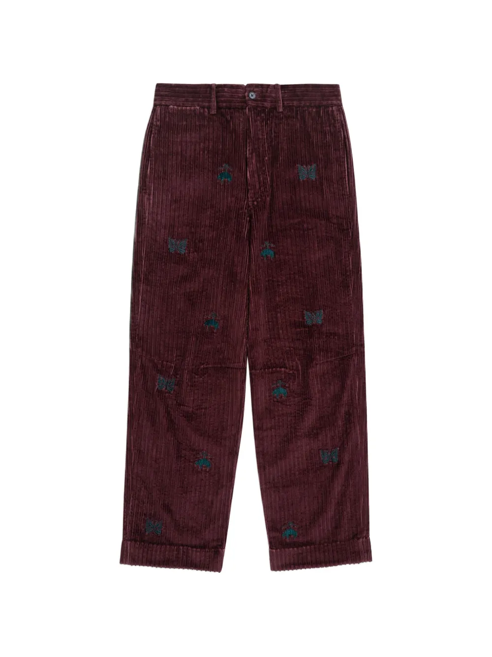 Brooks Brothers x Needles pantalon brodé en velours côtelé - Rouge