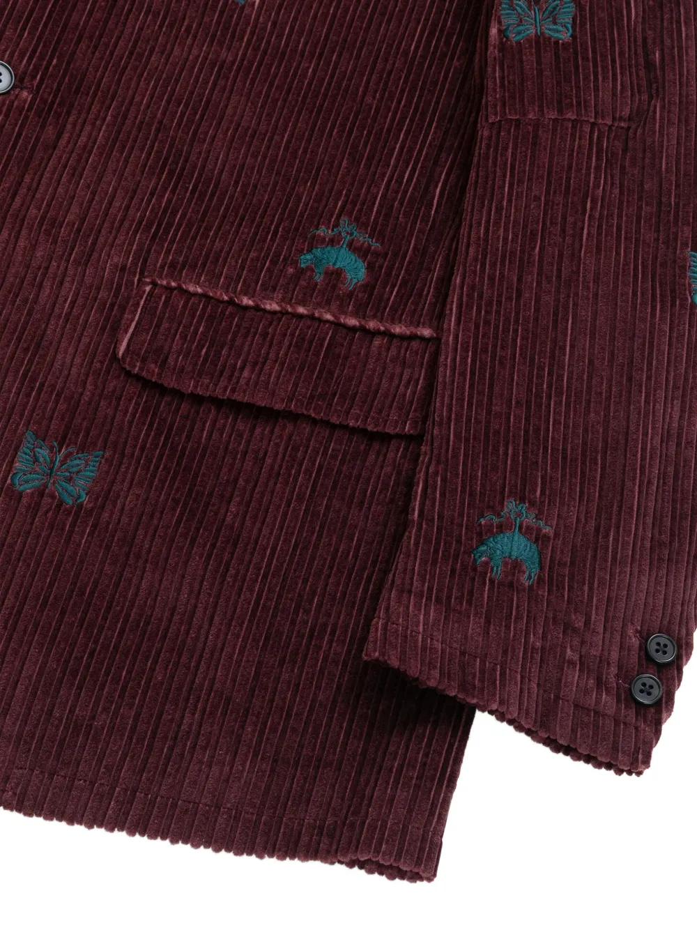 Brooks Brothers x Needles ongestructureerde ribfluwelen blazer met borduurwerk Rood
