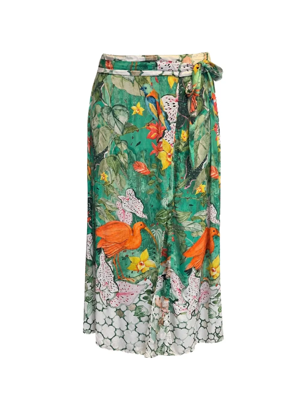 Amir Slama tropical-print wrap maxi skirt - Vert