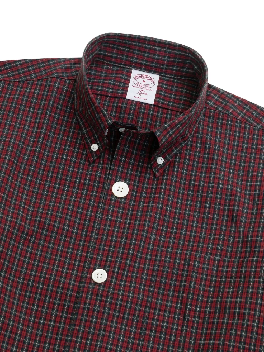 Brooks Brothers Overhemd met geruit vogeloogpatroon en button-downkraag Rood