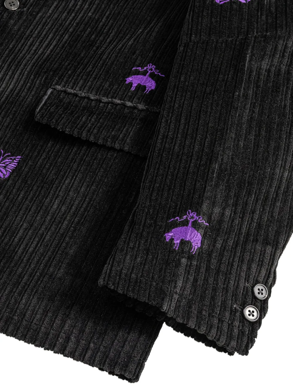 Brooks Brothers x Needles ongestructureerde ribfluwelen blazer met borduurwerk Zwart