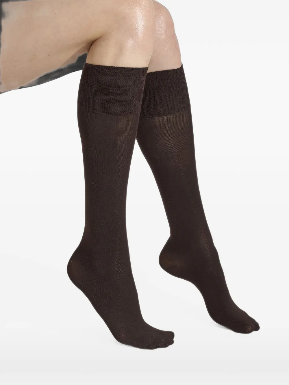 Wolford Ribgebreide sokken Bruin