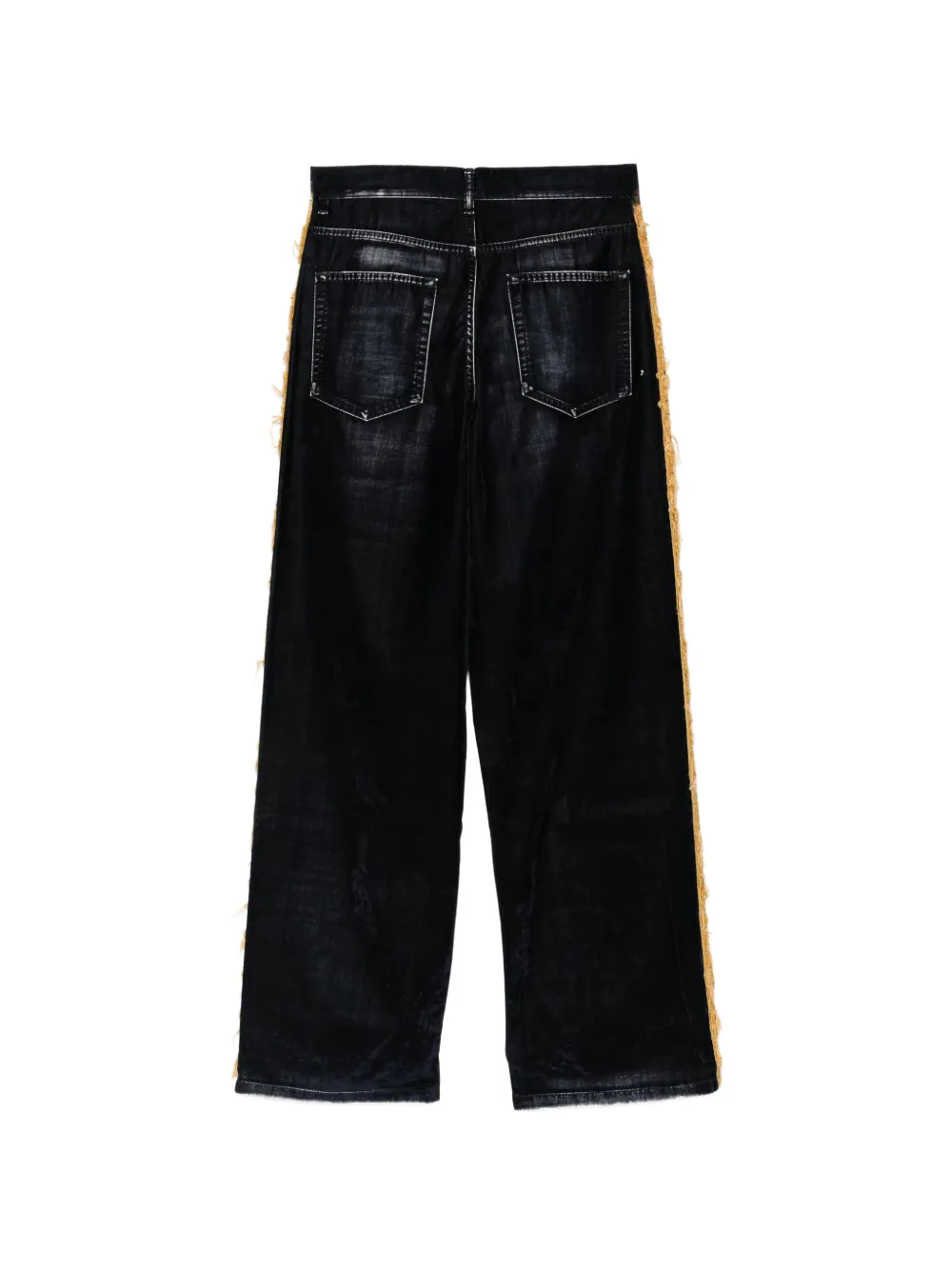 Ann Demeulemeester fringed-trim jeans Blauw