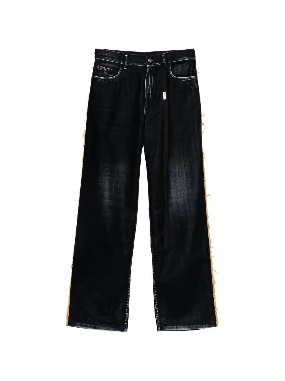 Ann Demeulemeester fringed-trim jeans Blauw