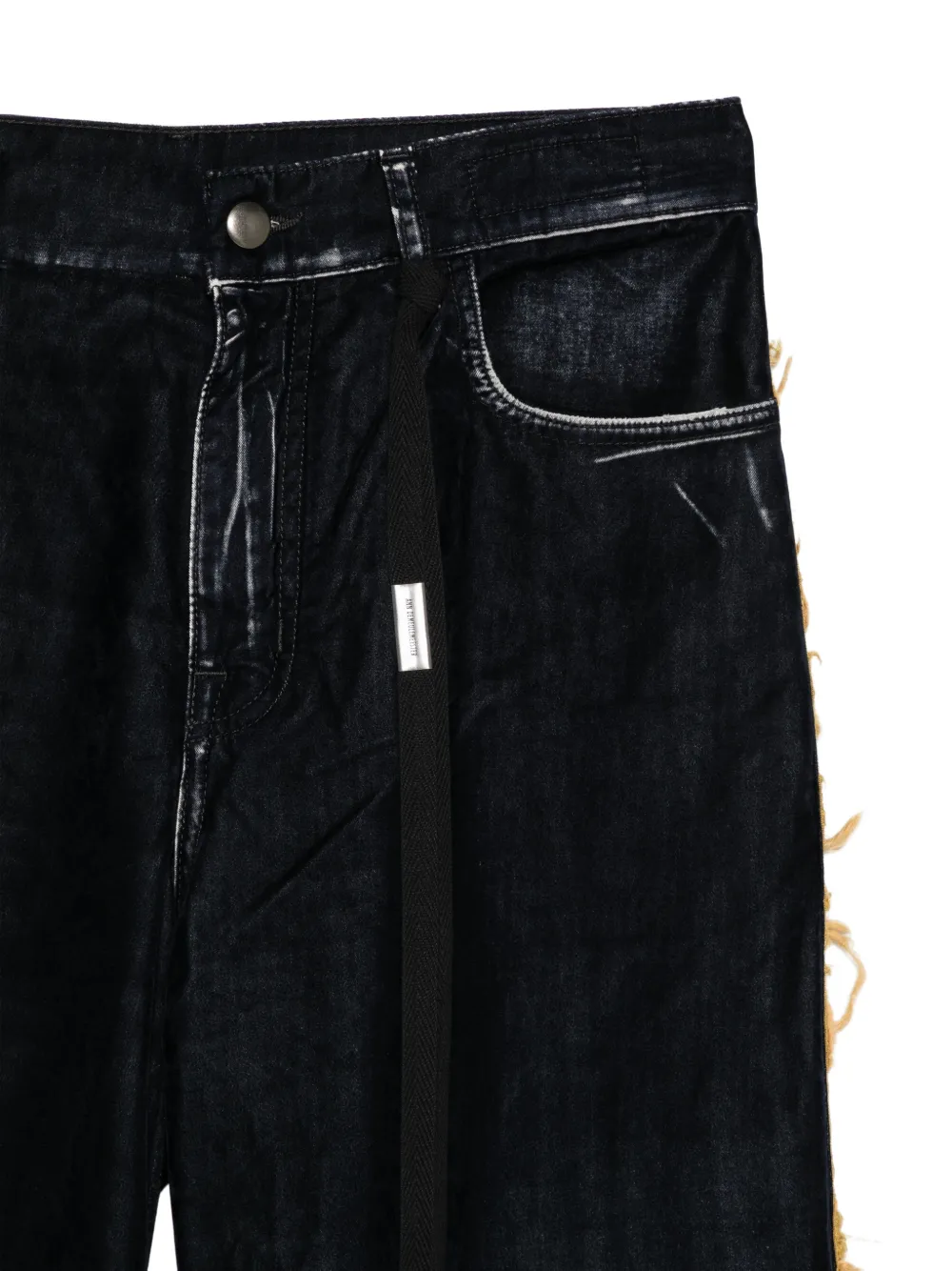 Ann Demeulemeester fringed-trim jeans Blauw