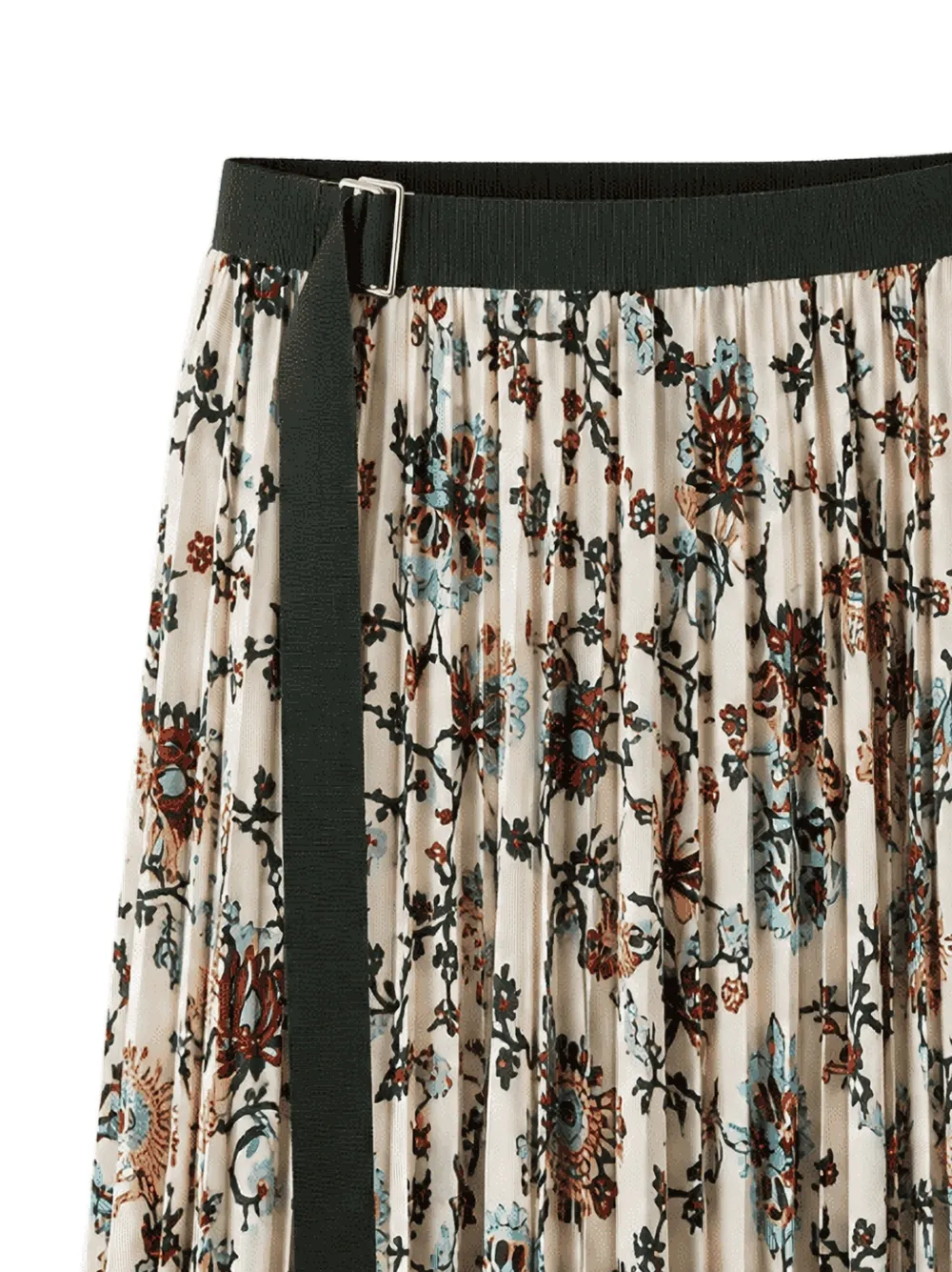 sacai floral-print pleated midi skirt Beige
