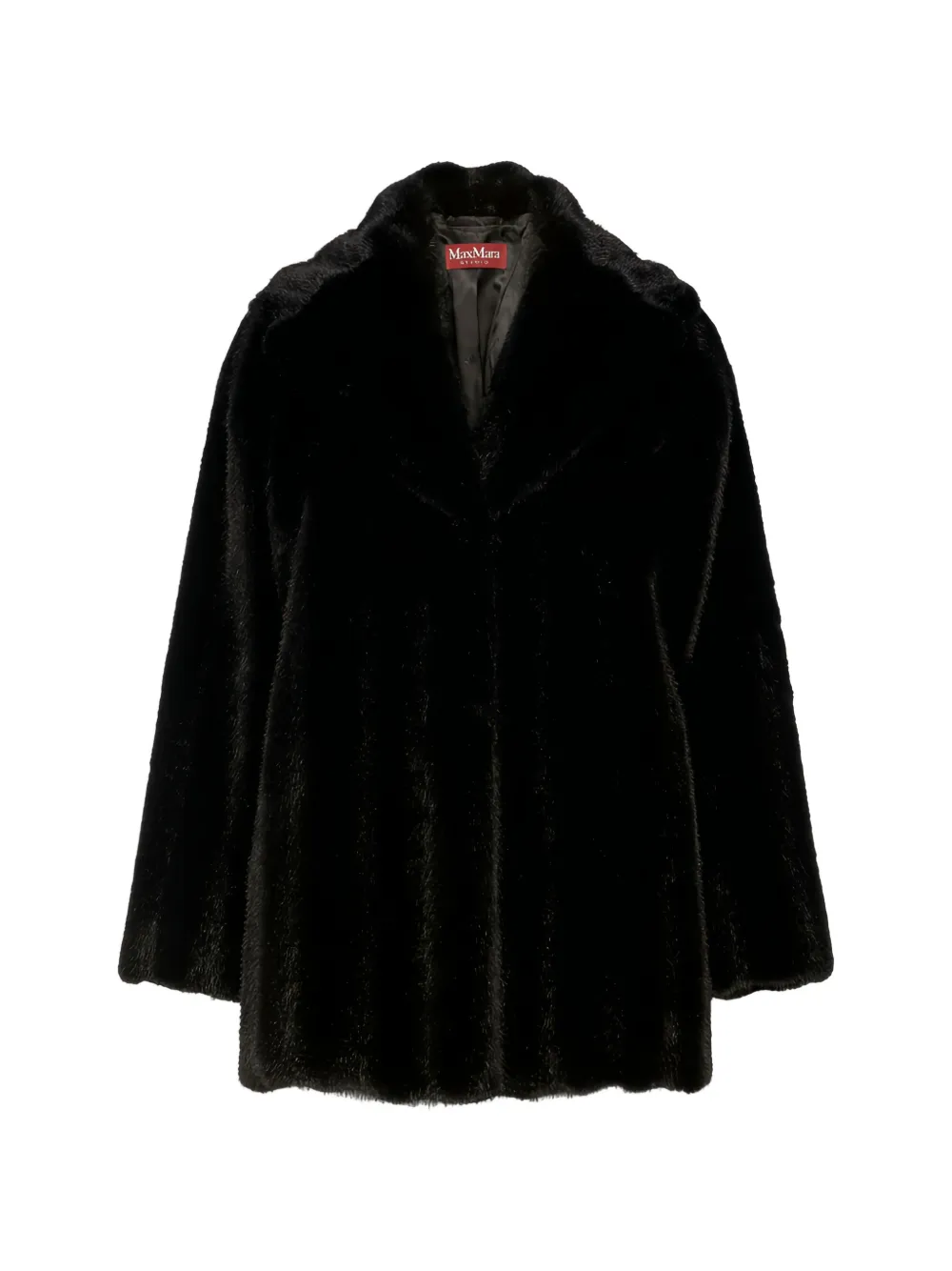 Max Mara Fluffy faux-fur lapel-collar coat - Nero