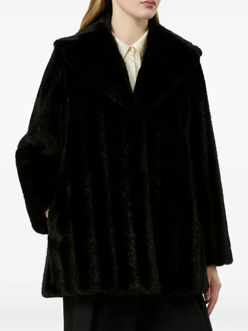 Max Mara Fluffy jas met revers van imitatiebont Zwart