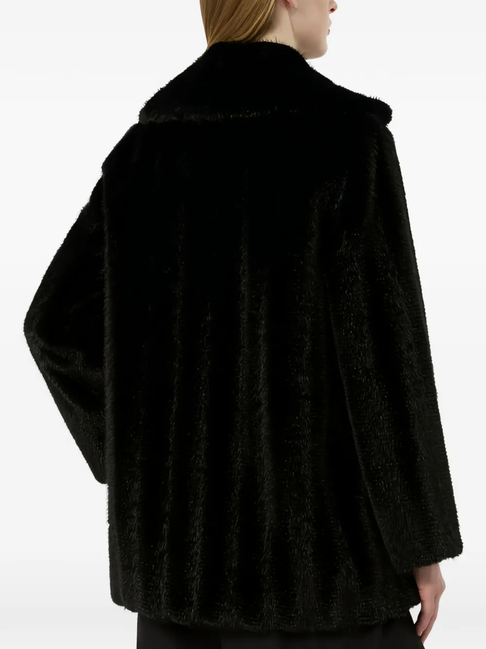 Max Mara Fluffy jas met revers van imitatiebont Zwart