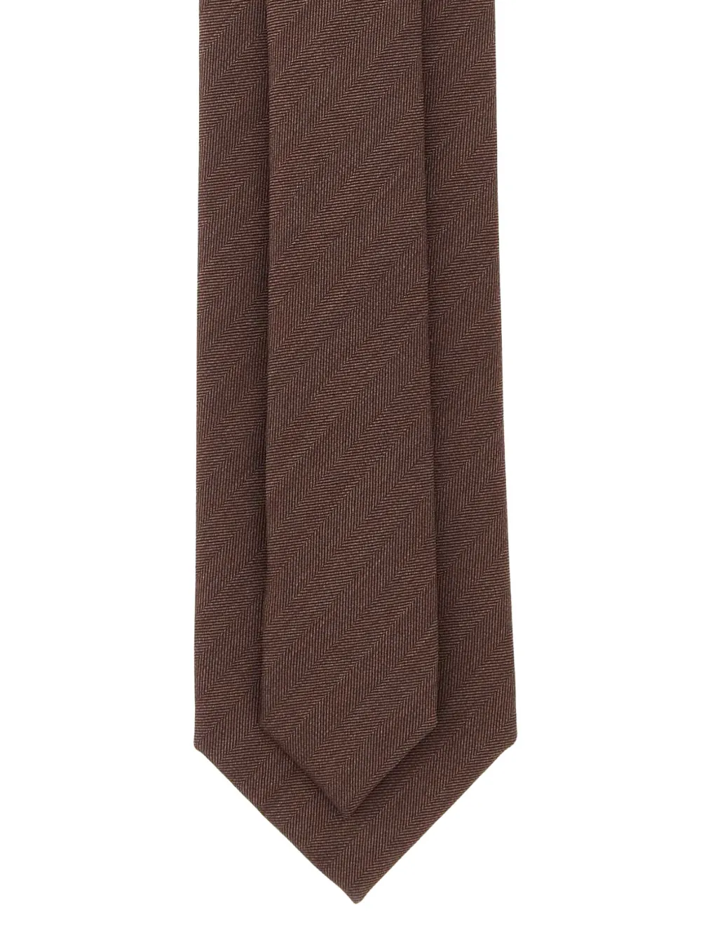Brioni Herringbone-pattern Wool Tie In Brown