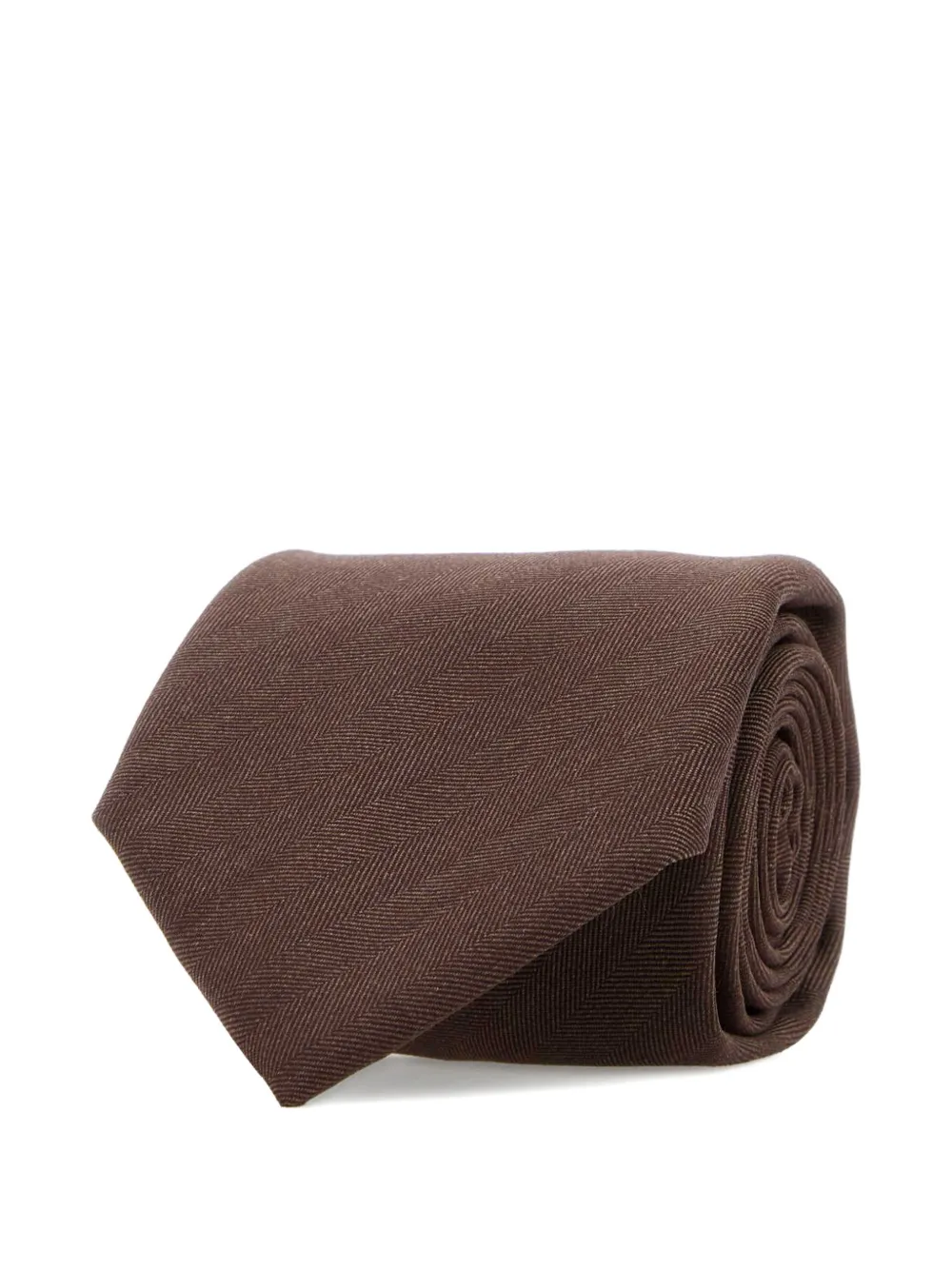 Brioni Herringbone-pattern Wool Tie In Brown