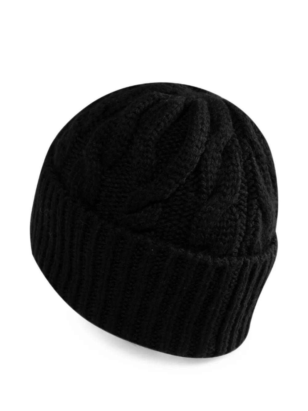 Moncler Grenoble cable-knit logo-patch beanie hat Zwart
