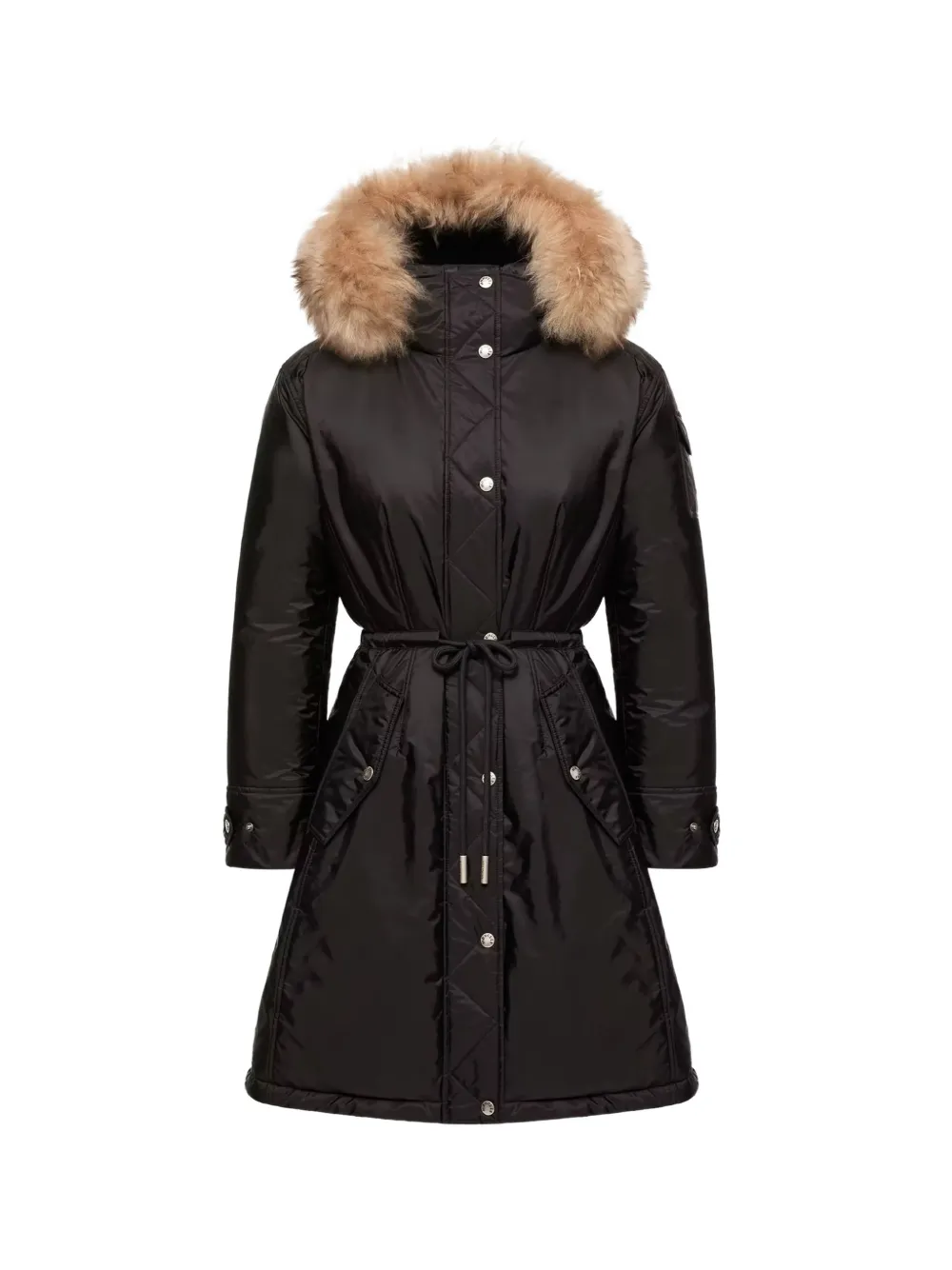 Moncler Moustique parka met capuchon en lammy afwerking Zwart