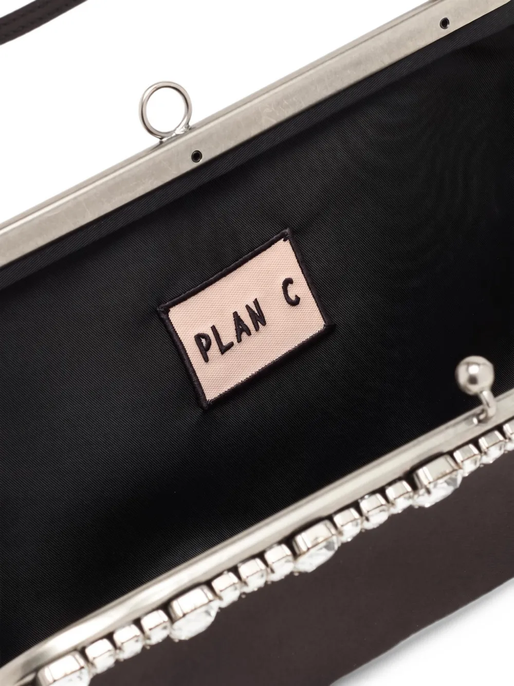 Plan C Duchesse crystal-embellished satin clutch bag Zwart