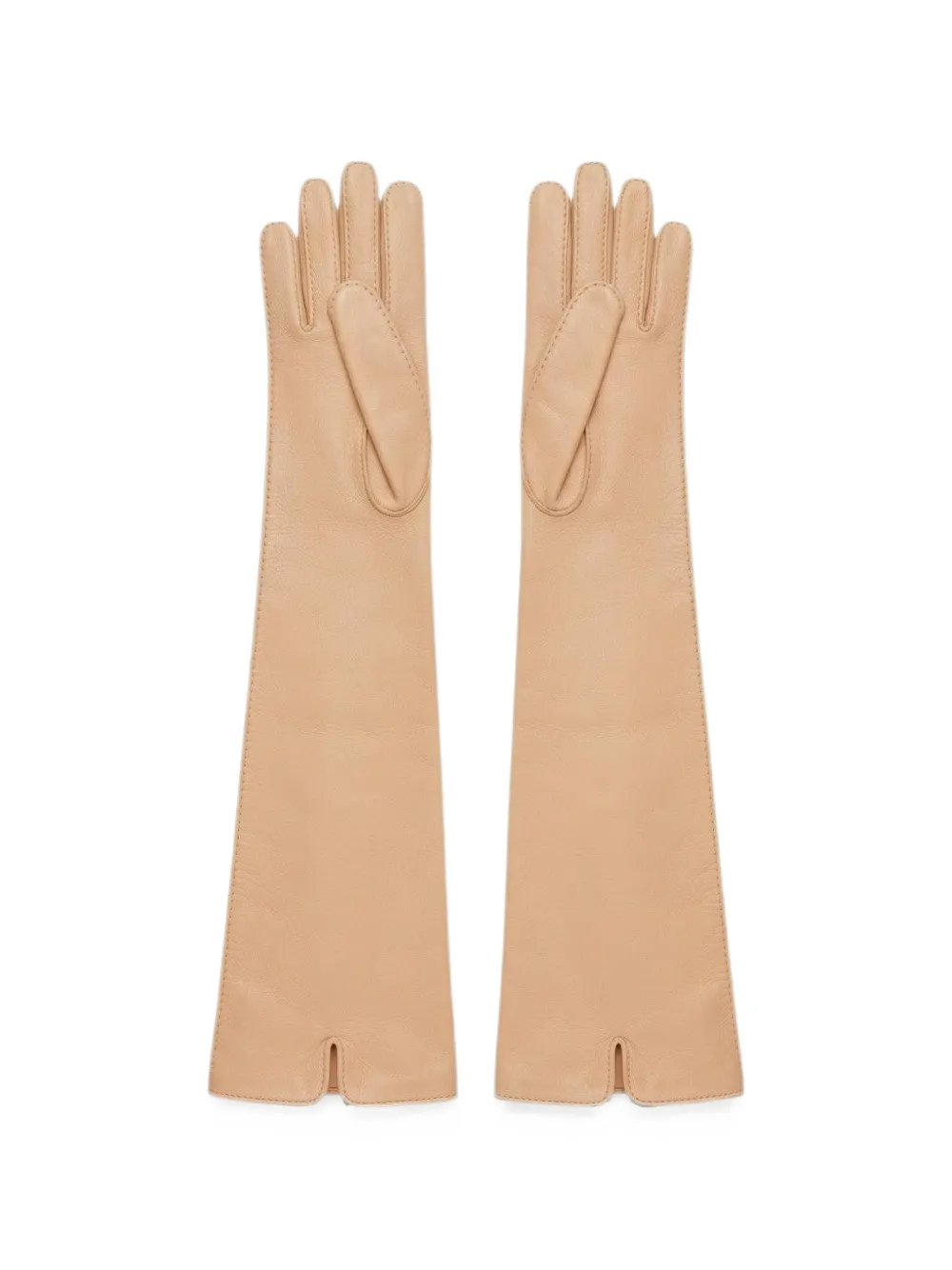 Plan C long leather gloves Beige