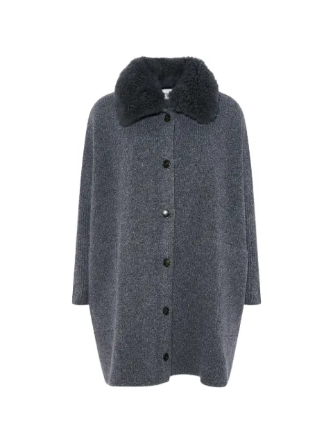 Yves Salomon shearling-collar knitted coat