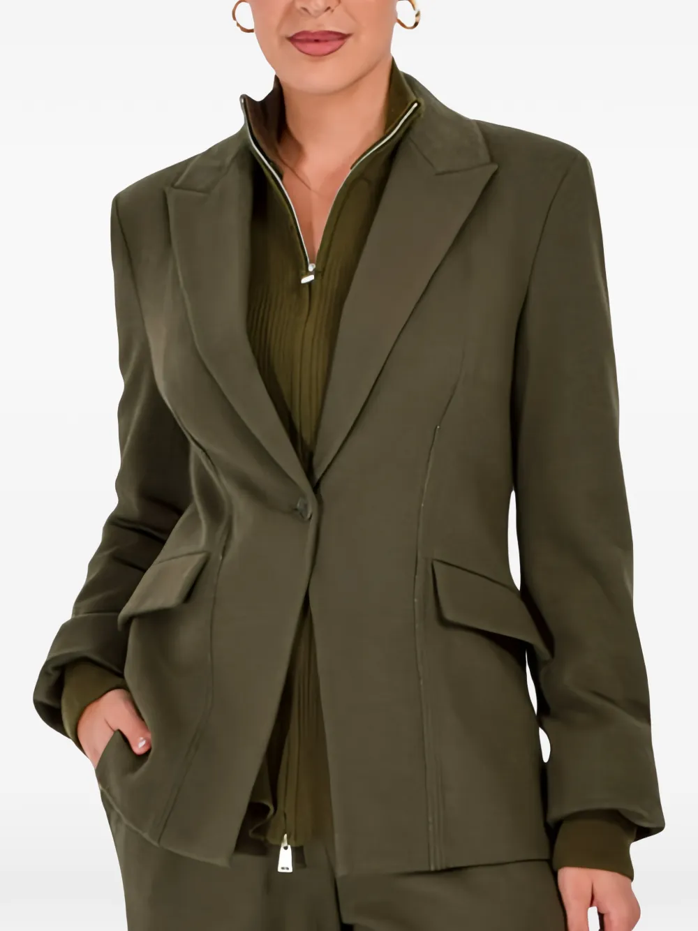 SIMKHAI Auden Knit Combo gelaagde blazer Groen