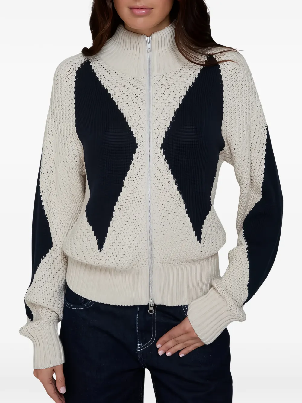 Autumn Cashmere high-neck zip-up cardigan - Neutrals