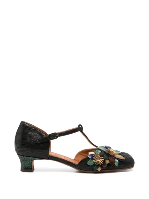 Chie Mihara floral-appliqué T-bar pumps