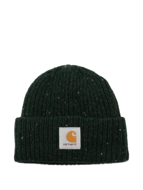 Carhartt WIP logo-patch ribbed-knit beanie hat