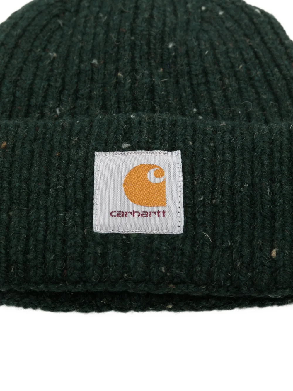 Carhartt WIP Ribgebreide muts met logopatch Groen
