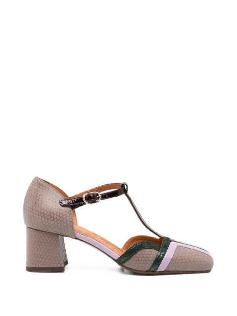 Chie Mihara zapatillas con barra en T y efecto de piel de serpiente