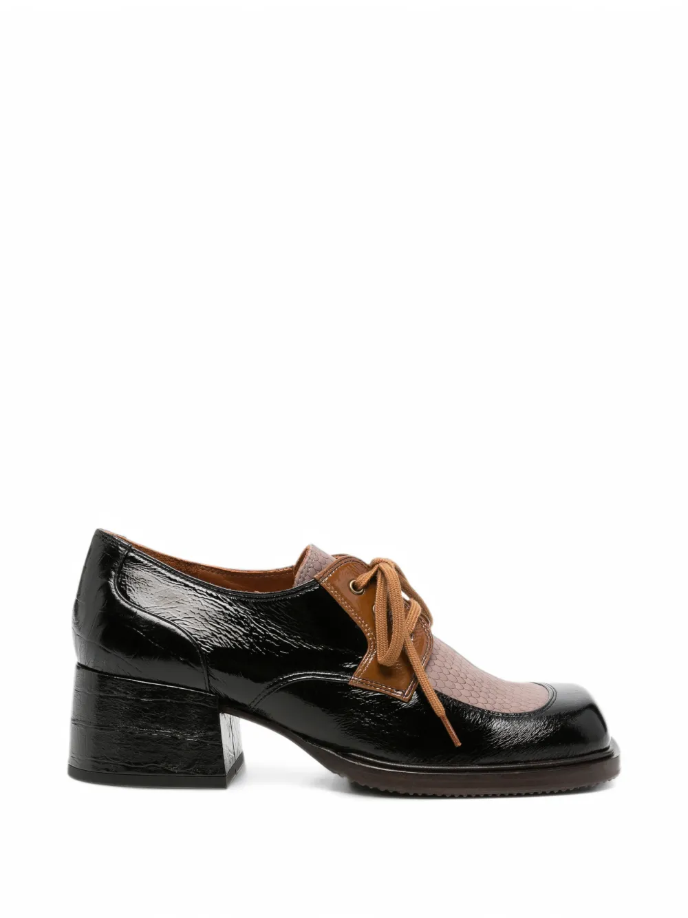 Chie Mihara crocodile-effect panelled loafers - Nero