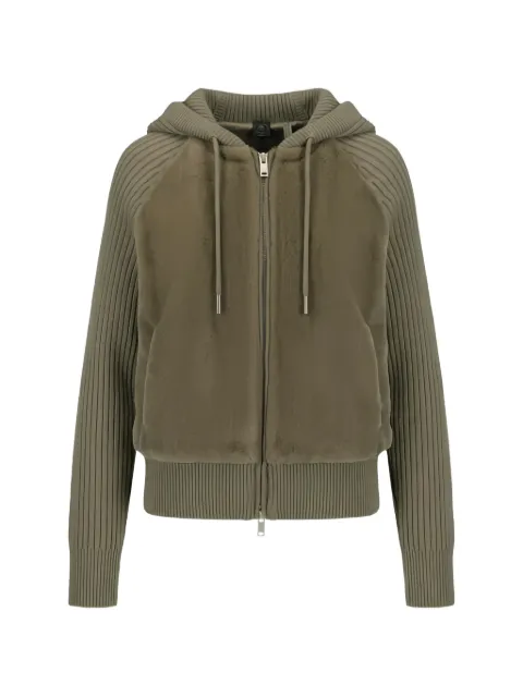 Moose Knuckles ribbed-knit shearling hooded jacket