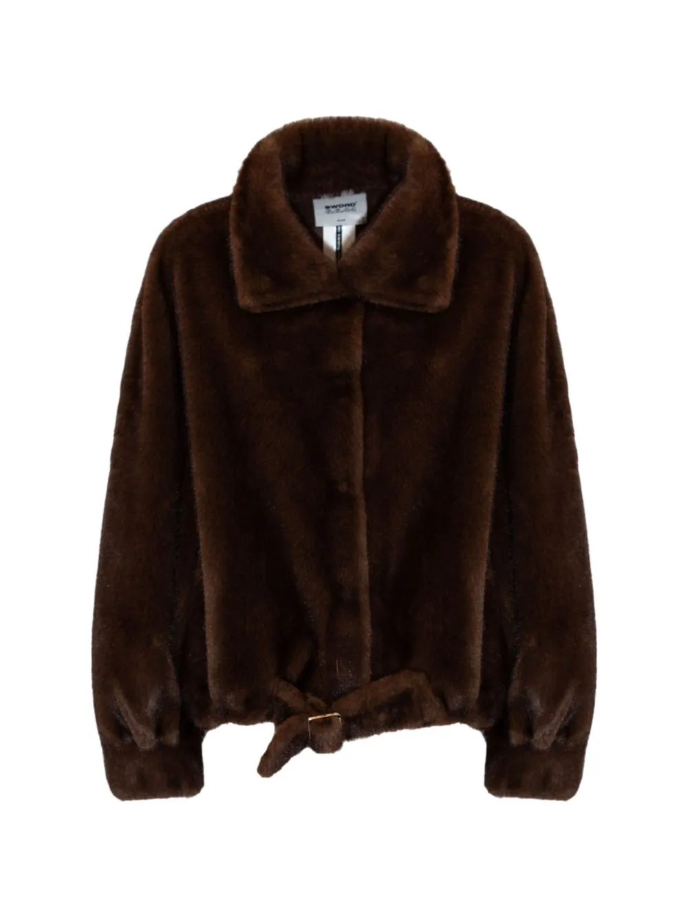 Sword belted faux-fur coat - Marrone