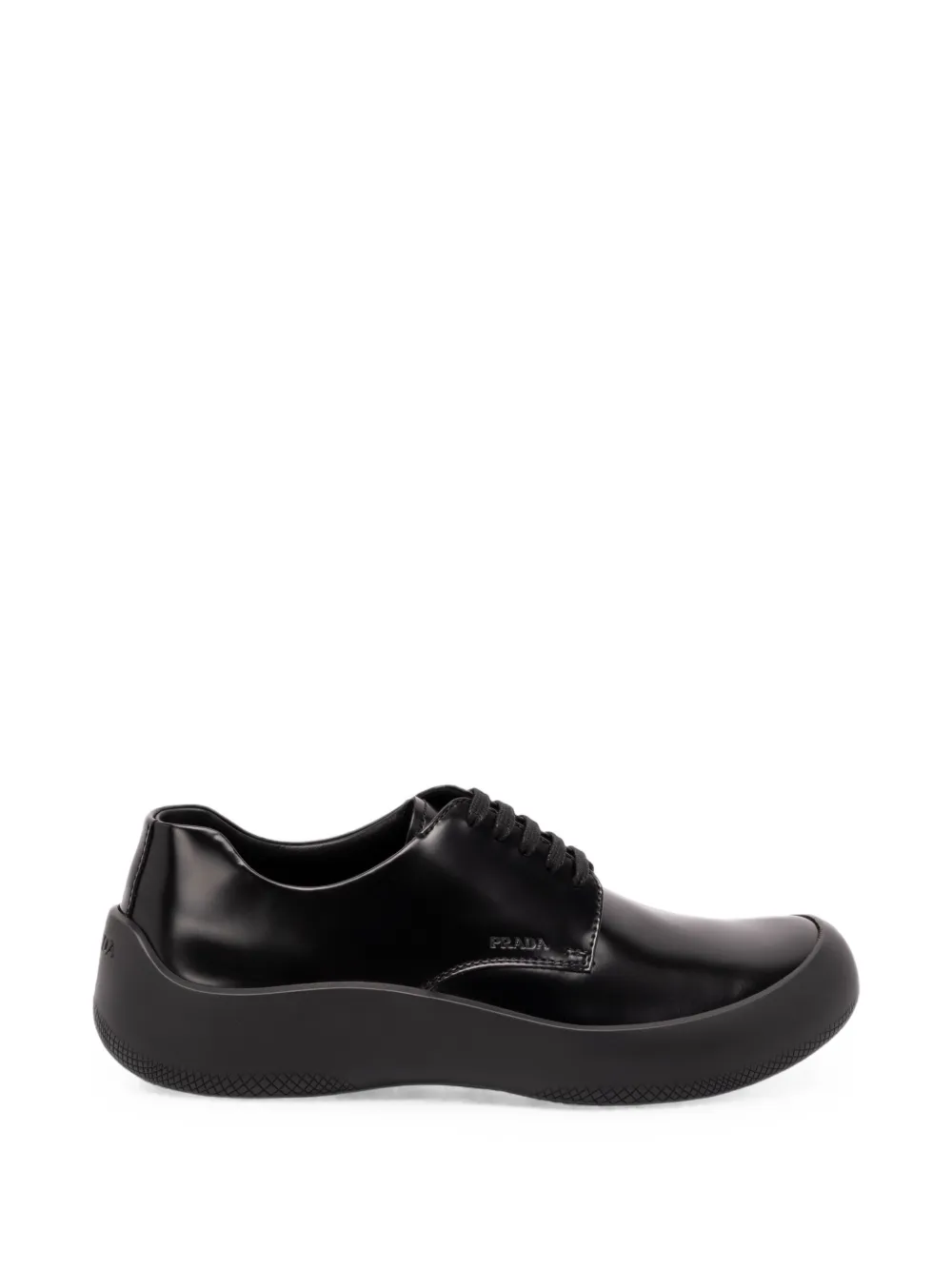 Prada brushed leather laced shoes - Noir