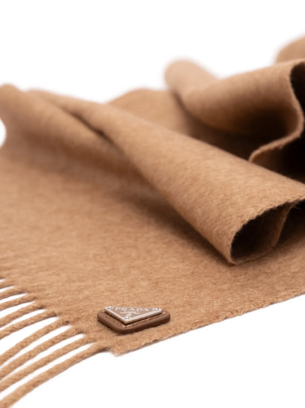 Prada fringed silk scarf Beige