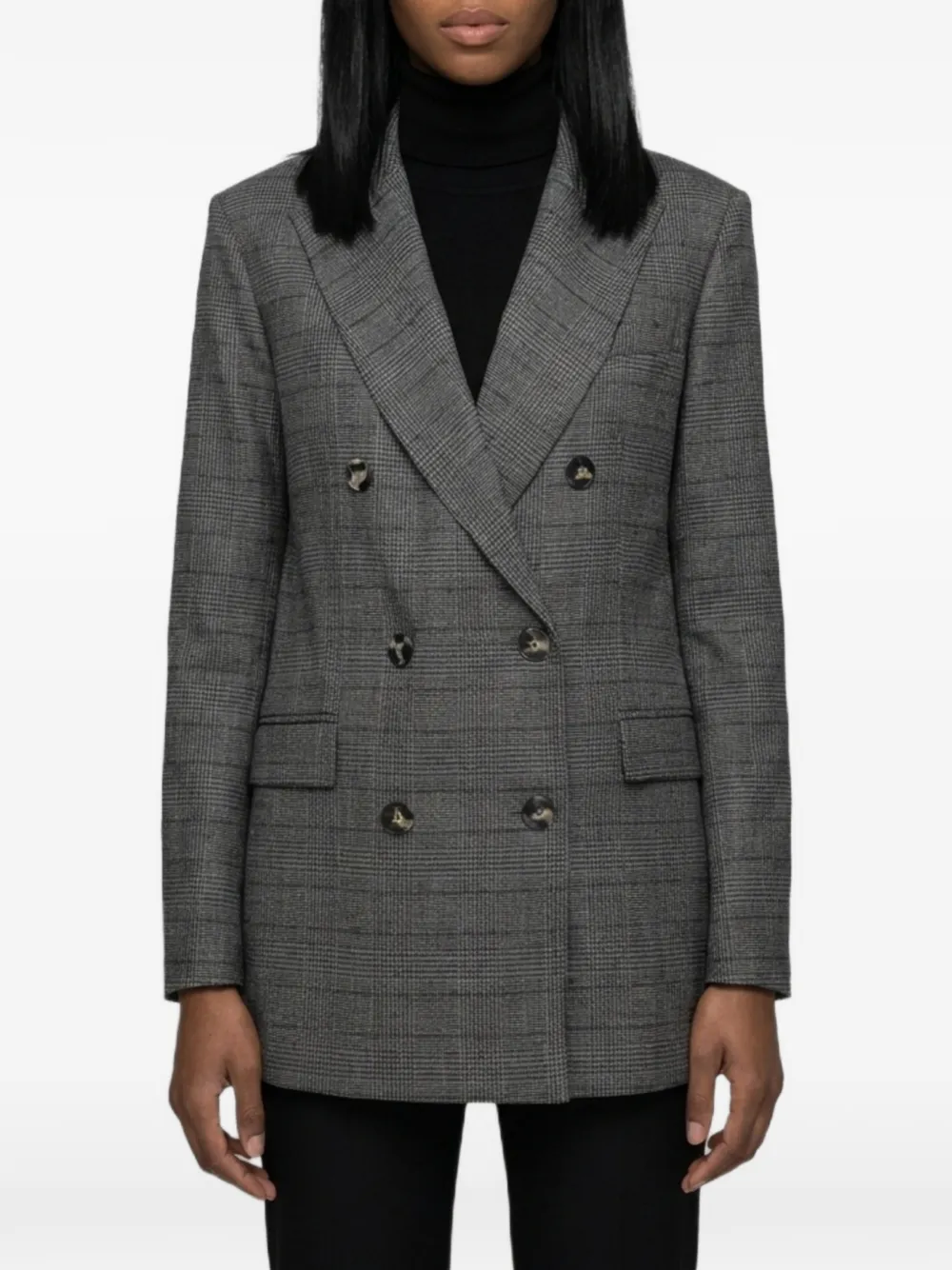 SUTTON NEW YORK double-breasted Prince of Wales check blazer