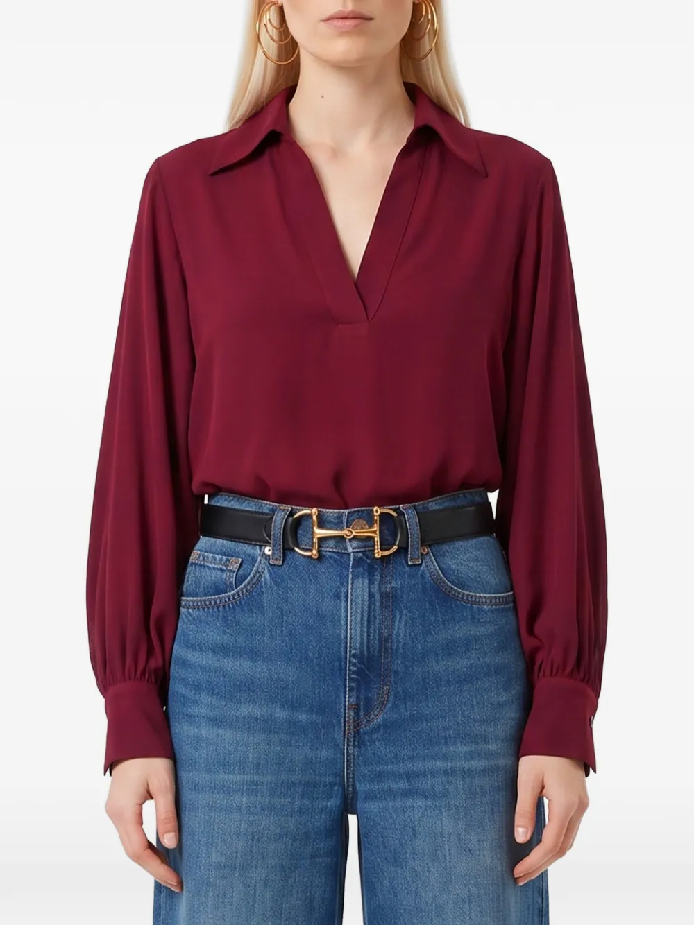 SUTTON NEW YORK V-neck long-sleeve blouse